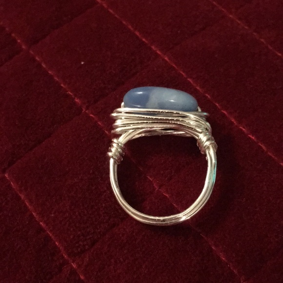 Blue Jade silver plated wire wrapped ring.💍 - Picture 4 of 8
